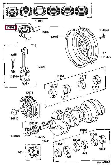 1330365040 Toyota Поршень с кольцами, комплект