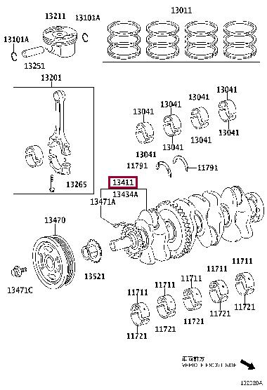 134010V041 Toyota Колінчатий вал