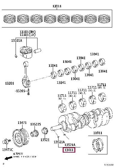 1340138030 Toyota Коленчатый вал