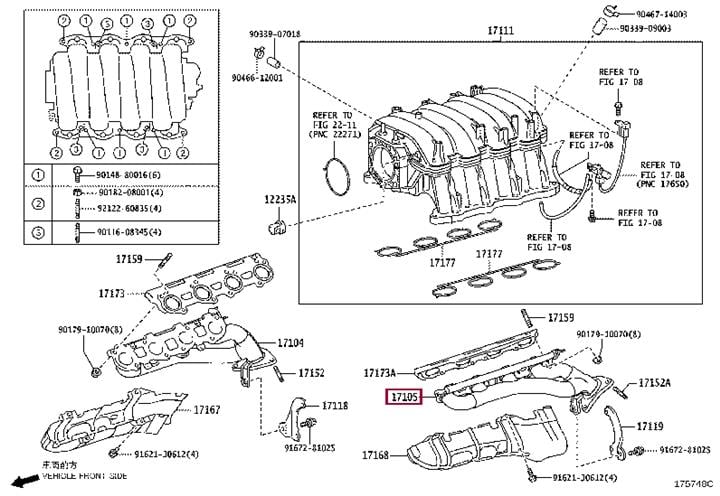 1710550220 Toyota Manifold sub-assy, exhaust, lh