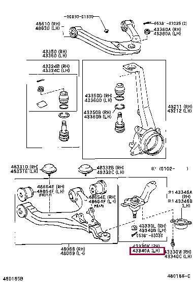 Toyota 43340-39436 Опора кульова, комплект 4334039436: Приваблива ціна - Купити в Україні на EXIST.UA! 4334039436 Toyota Опора кульова, комплект