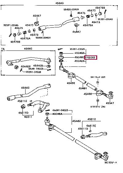4504639185 Toyota Наконечник поперечной рулевой тяги