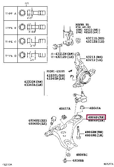 Toyota 48068-33080 Рычаг подвески 4806833080: Отличная цена - Купить в Украине на EXIST.UA! 4806833080 Toyota Рычаг подвески