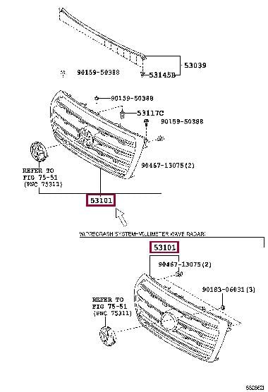 5310160590 Toyota Решетка радиатора