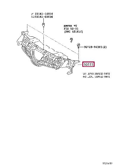 Toyota 53111-02906 Решітка радіатора 5311102906: Приваблива ціна - Купити в Україні на EXIST.UA! 5311102906 Toyota Решітка радіатора
