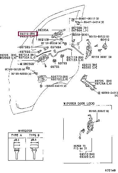 6921095J03 Toyota Ручка двери