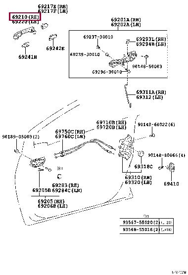 6921152100A0 Toyota Ручка двери