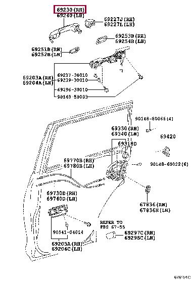 6921160090C0 Toyota Ручка двери