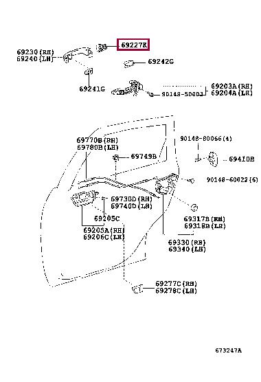 6922733040C0 Toyota Накладка наружней ручки задней двери
