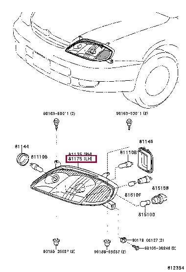 Фари на авто Toyota Corolla (Тойота Корола): 8117013330 Toyota Фара основна