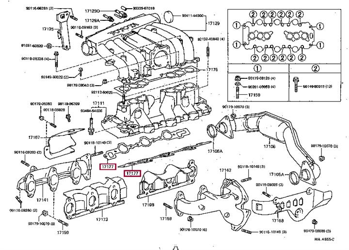 Прокладка на впускной коллектор Toyota 4 Runner (Тойота 4 Раннер): 1717765010 Toyota Прокладка впускного коллектора