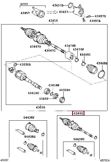 4347009S20 Toyota Вал приводной