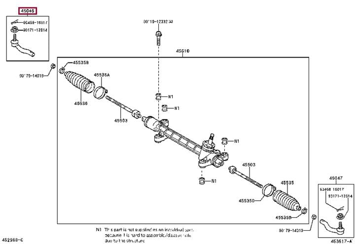 4504649145 Toyota Наконечник поперечной рулевой тяги