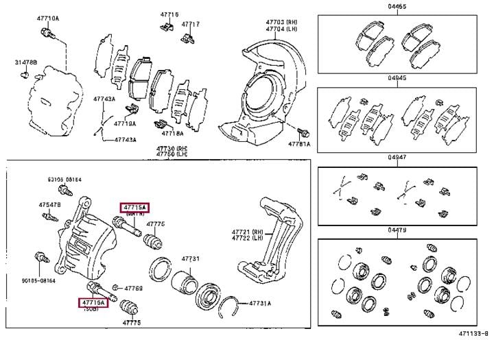 Toyota 47715-22080 Направляющая суппорта 4771522080: Отличная цена - Купить в Украине на EXIST.UA! 4771522080 Toyota Направляющая суппорта