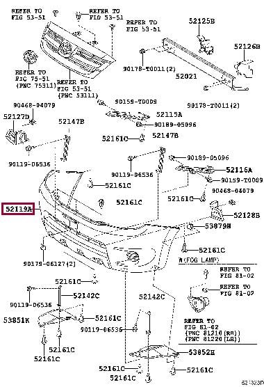 Toyota 52119-0K949 Бампер передний 521190K949: Отличная цена - Купить в Украине на EXIST.UA! 521190K949 Toyota Бампер передний