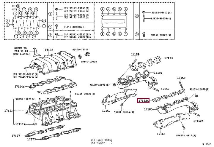 1719850010 Toyota Прокладка выпускного коллектора