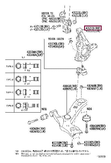 4320147030 Toyota Кулак поворотный правый