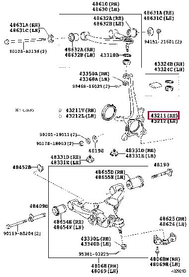 432110C012 Toyota Кулак поворотний правий
