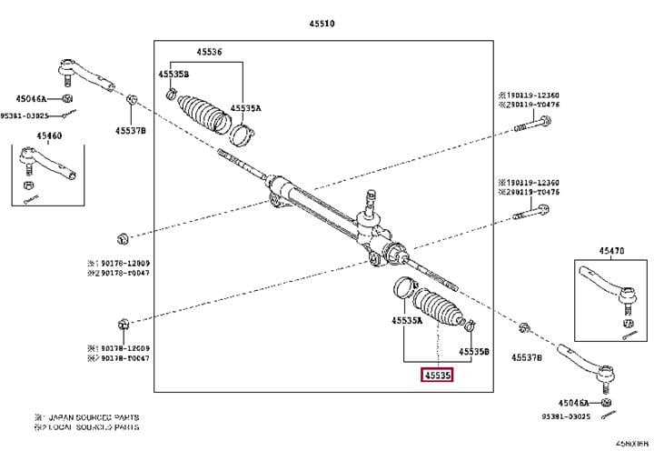 4553539035 Toyota Пильник рульової рейки