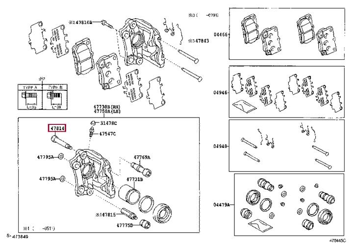 Шпилька направляющая суппорта Toyota 47814-30300