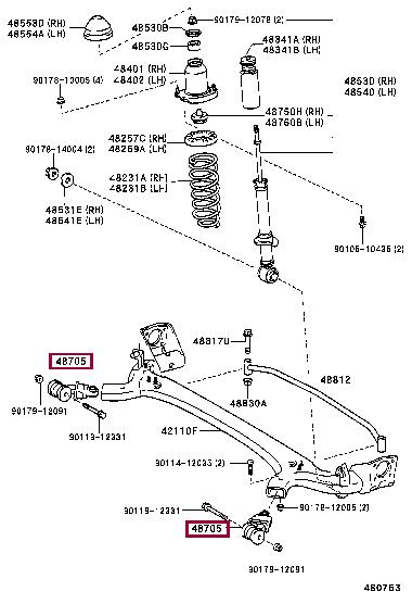 Toyota 48705-32011 Сайлентблок балки 4870532011: Отличная цена - Купить в Украине на EXIST.UA! 4870532011 Toyota Сайлентблок балки