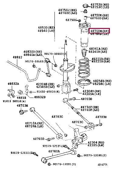 Toyota 48750-33072 Опора заднего правого амортизатора 4875033072: Отличная цена - Купить в Украине на EXIST.UA! 4875033072 Toyota Опора заднего правого амортизатора