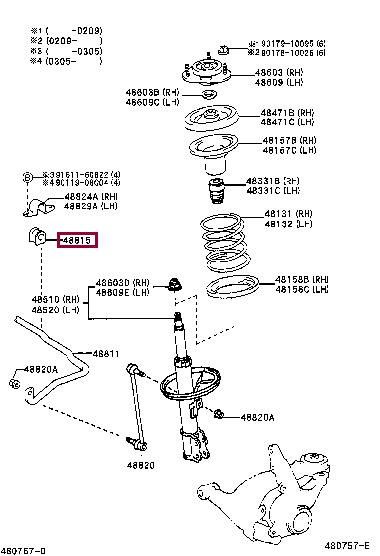 4881532130 Toyota Втулка стабилизатора переднего