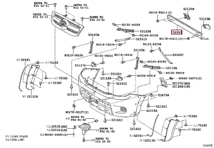 520210K022 Toyota Усилитель бампера заднего