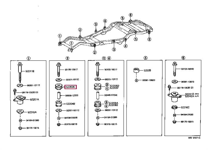 Toyota 52203-60041 Cushion sub-assy, cab mounting, no.2 upper 5220360041: Отличная цена - Купить в Украине на EXIST.UA! 5220360041 Toyota Cushion sub-assy, cab mounting, no.2 upper