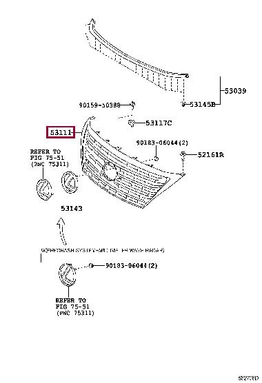 5310160912 Toyota Решетка радиатора