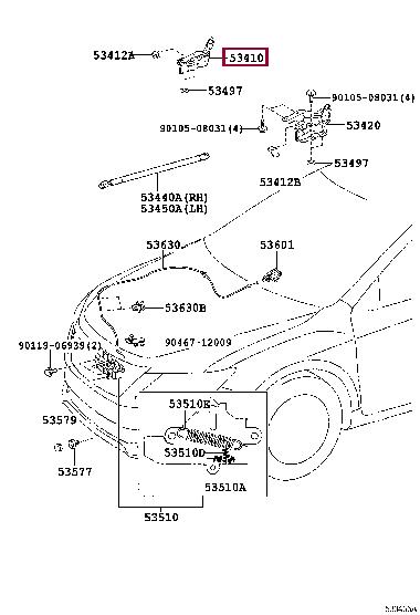5341033240 Toyota Петля капоту права