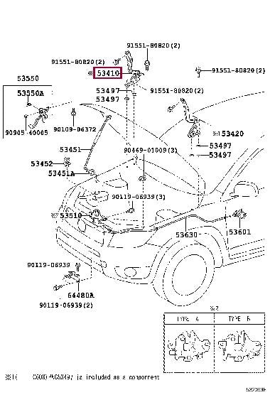 5341042060 Toyota Петля капота правая