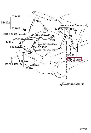 5341048020 Toyota Петля капота правая