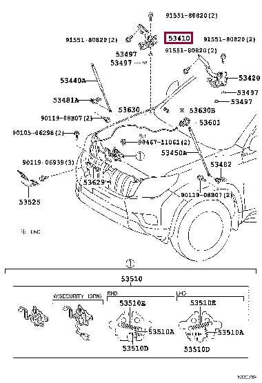 5341060080 Toyota Петля капота