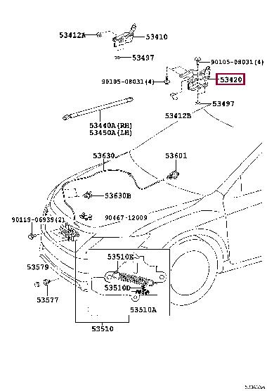 5342033240 Toyota Петля капота левая