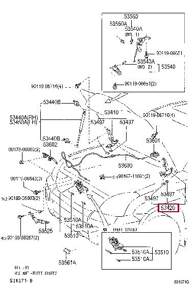 5342035060 Toyota Петля капота левая