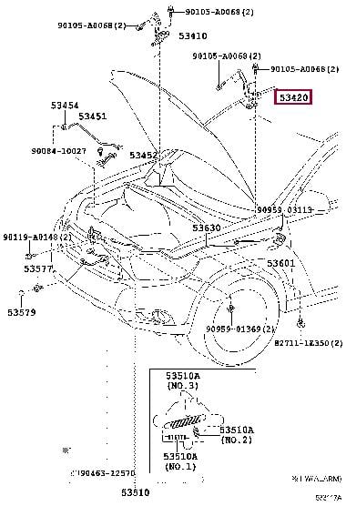 5342048070 Toyota Петля капота левая