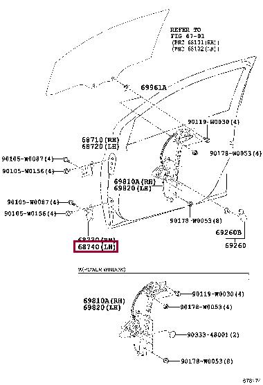 6874002050 Toyota Петля двери передней левой нижняя