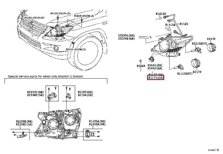 8117060D31 Toyota Фара основна ліва