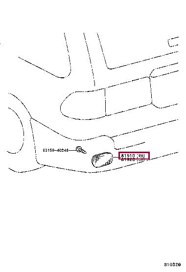 8191042010 Toyota Отражатель правый