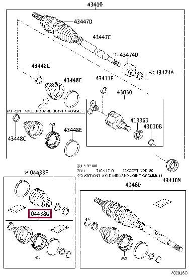Toyota 04437-02430 Приводной вал передней оси, внут. соединение, правый 0443702430: Отличная цена - Купить в Украине на EXIST.UA! 0443702430 Toyota Приводной вал передней оси, внут. соединение, правый