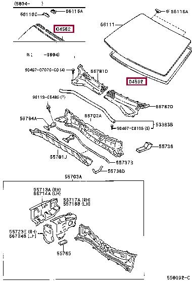 0456226010 Toyota Уплотнитель стекла