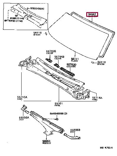 Уплотнитель стекла Toyota 04562-30040