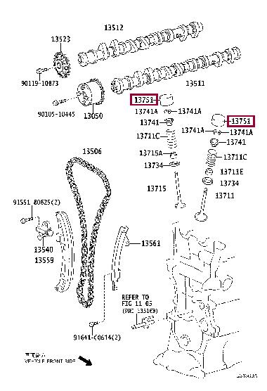 1375146080 Toyota Штовхальник клапана
