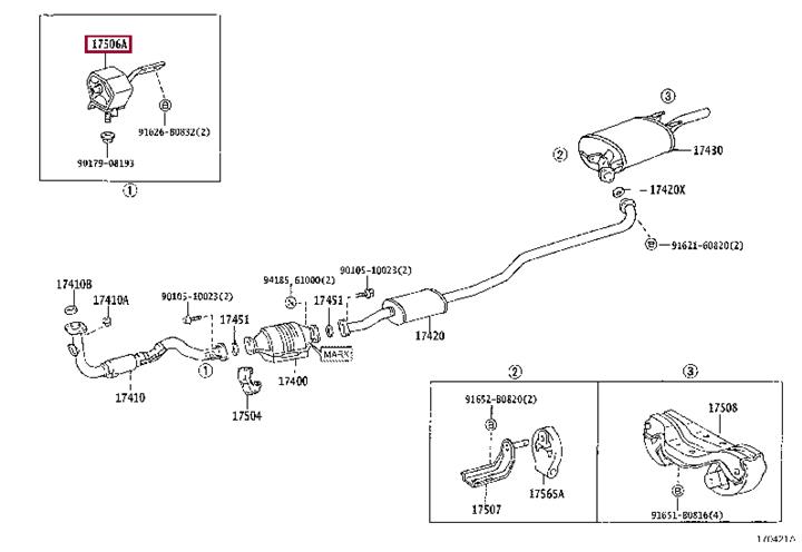 Toyota 17506-16120 Bracket sub-assy, exhaust pipe no.1 support 1750616120: Отличная цена - Купить в Украине на EXIST.UA! 1750616120 Toyota Bracket sub-assy, exhaust pipe no.1 support