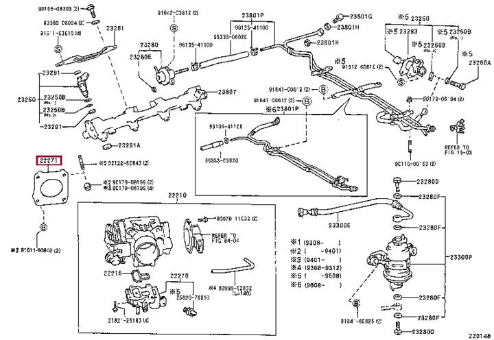 2227176010 Toyota Прокладка корпуса дроссельной заслонки