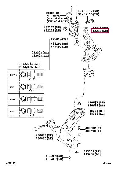 4321242081 Toyota Кулак поворотний