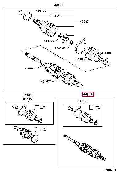 4347009770 Toyota Шарнир равных угловых скоростей (ШРУС)