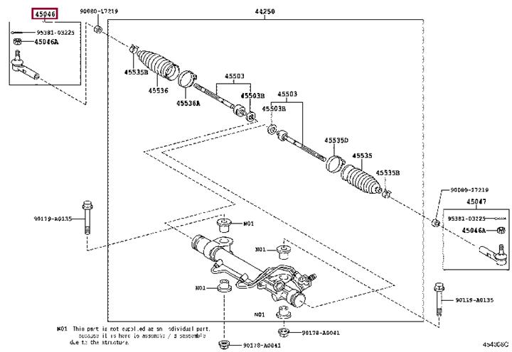 4504609340 Toyota Наконечник поперечной рулевой тяги