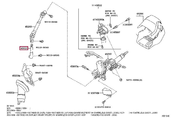4522102050 Toyota Вал рулевого управления